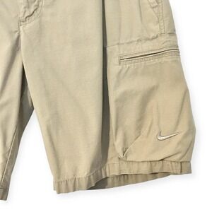 NIKE Men Zip Pockets Cargo Shorts 38‎ Beige Tan 100% Cotton
